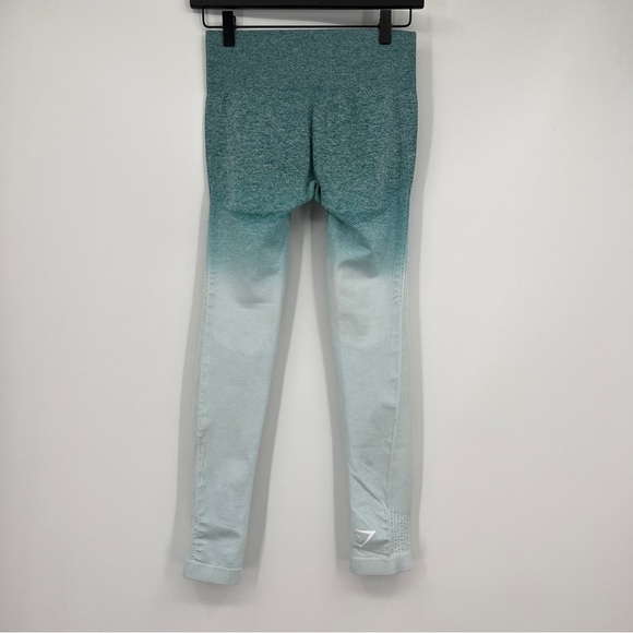 Gymshark Ombré Teal White Stretch Ankle Seamless Pull-on Athletic Leggings - Picture 10 of 14